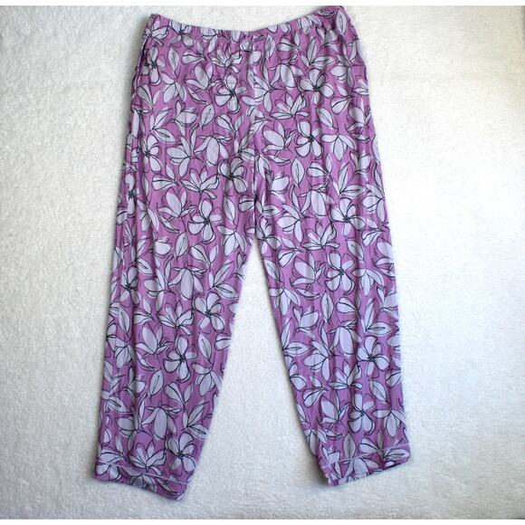 Tommy John Pajama Set Womens XL Purple Floral Button Top Pants Soft Lounge - Picture 6 of 9